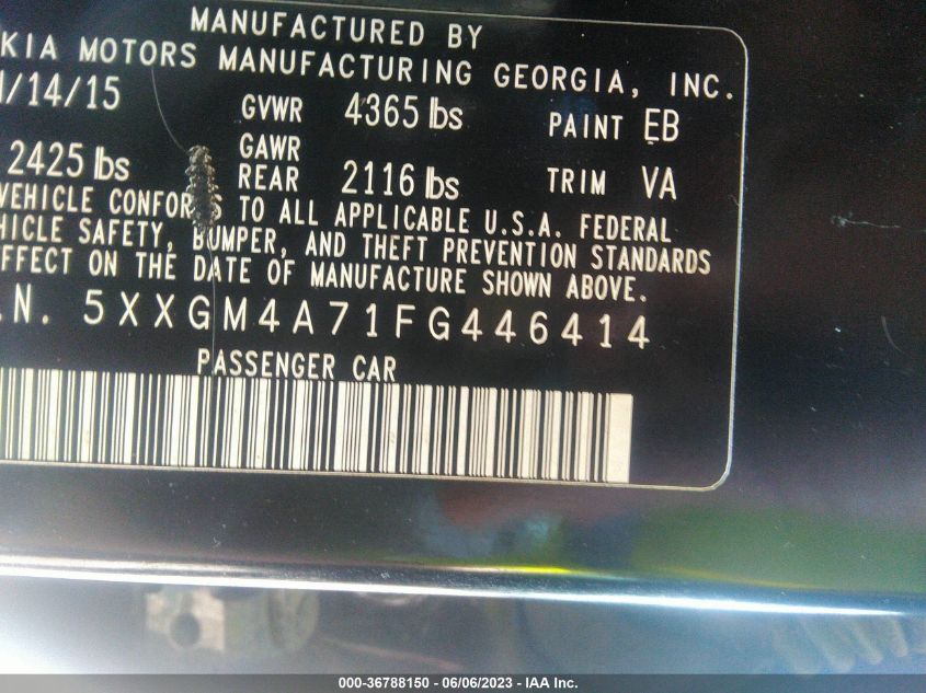 2015 KIA OPTIMA LX - 5XXGM4A71FG446414