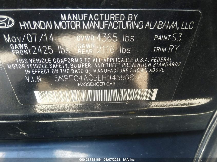 2014 HYUNDAI SONATA SE - 5NPEC4AC5EH945968