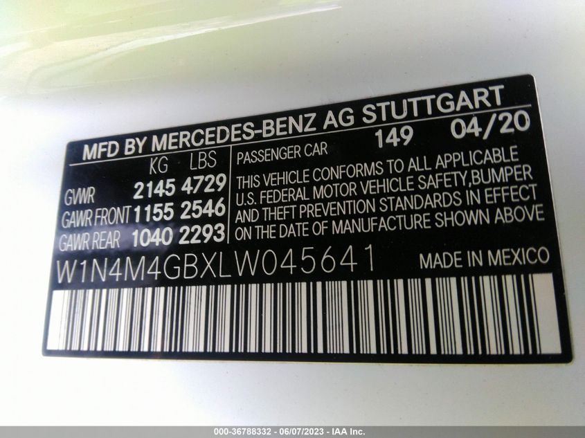 2020 MERCEDES-BENZ GLB GLB 250 W1N4M4GBXLW045641