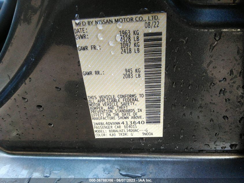 2022 NISSAN ALTIMA SV - 1N4BL4DVXNN413640