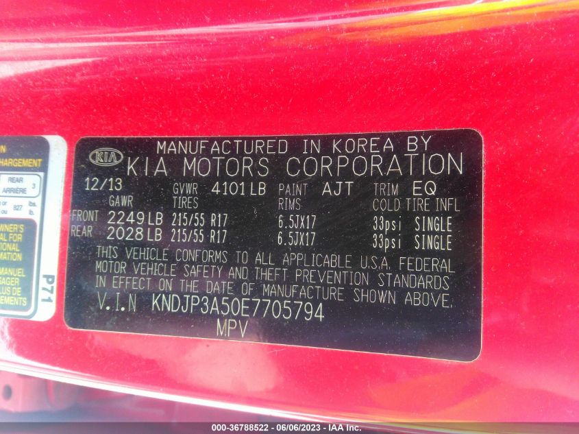 2014 KIA SOUL + - KNDJP3A50E7705794