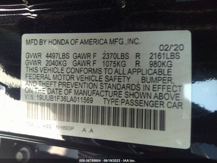 2020 ACURA TLX - 19UUB1F36LA011569