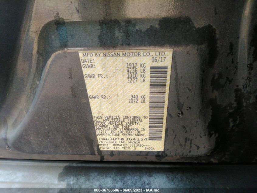 2017 NISSAN ALTIMA 2.5 S - 1N4AL3AP7HN364154