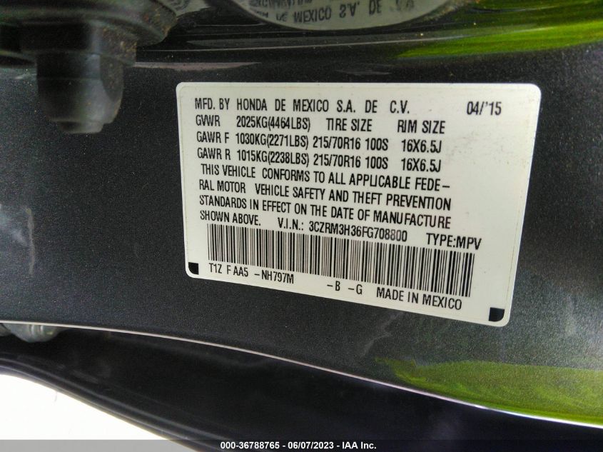 2015 HONDA CR-V LX - 3CZRM3H36FG708800