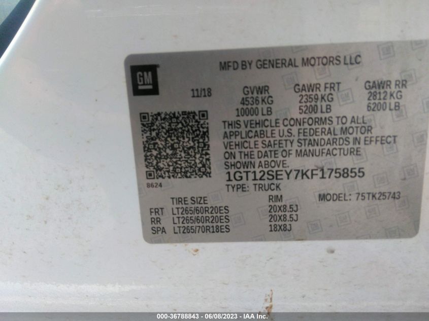 2019 GMC SIERRA 2500HD DENALI - 1GT12SEY7KF175855