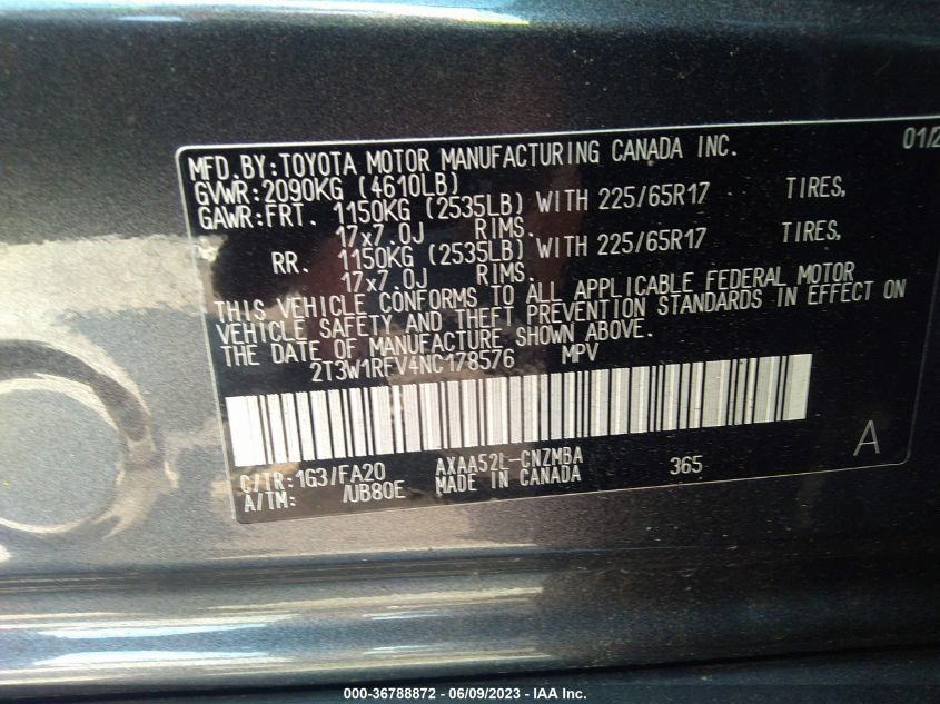 2022 TOYOTA RAV4 XLE - 2T3W1RFV4NC178576