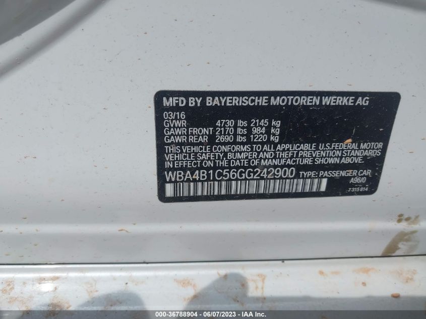 2016 BMW 4 SERIES 435I - WBA4B1C56GG242900