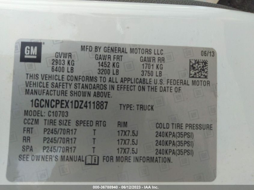2013 CHEVROLET SILVERADO 1500 WORK TRUCK - 1GCNCPEX1DZ411887