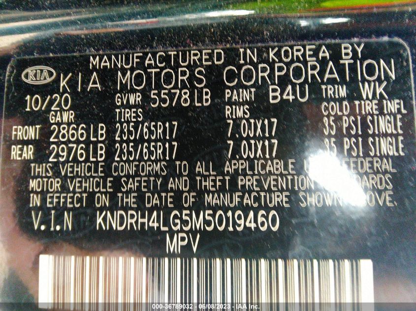 2021 KIA SORENTO HYBRID EX - KNDRH4LG5M5019460