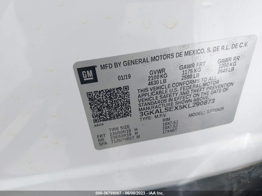 VIN 3GKALSEX5KL290873 2019 GMC TERRAIN DENALI