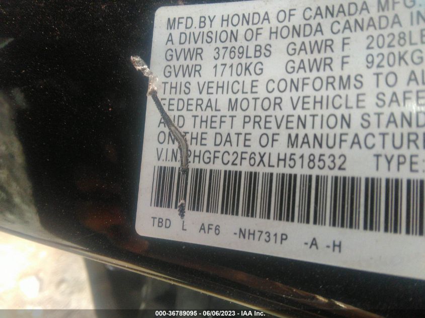 2020 HONDA CIVIC SEDAN LX - 2HGFC2F6XLH518532