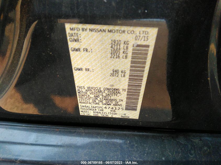 2015 NISSAN ALTIMA 2.5 S - 1N4AL3AP1FC474125