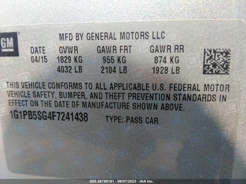 2015 CHEVROLET CRUZE LS - 1G1PB5SG4F7241438