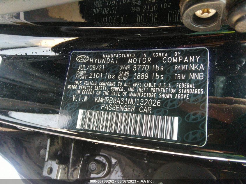2022 HYUNDAI VENUE SE - KMHRB8A31NU132026