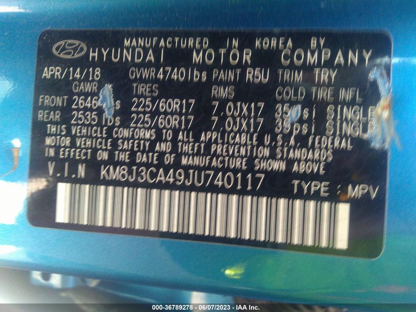 2018 HYUNDAI TUCSON SEL - KM8J3CA49JU740117