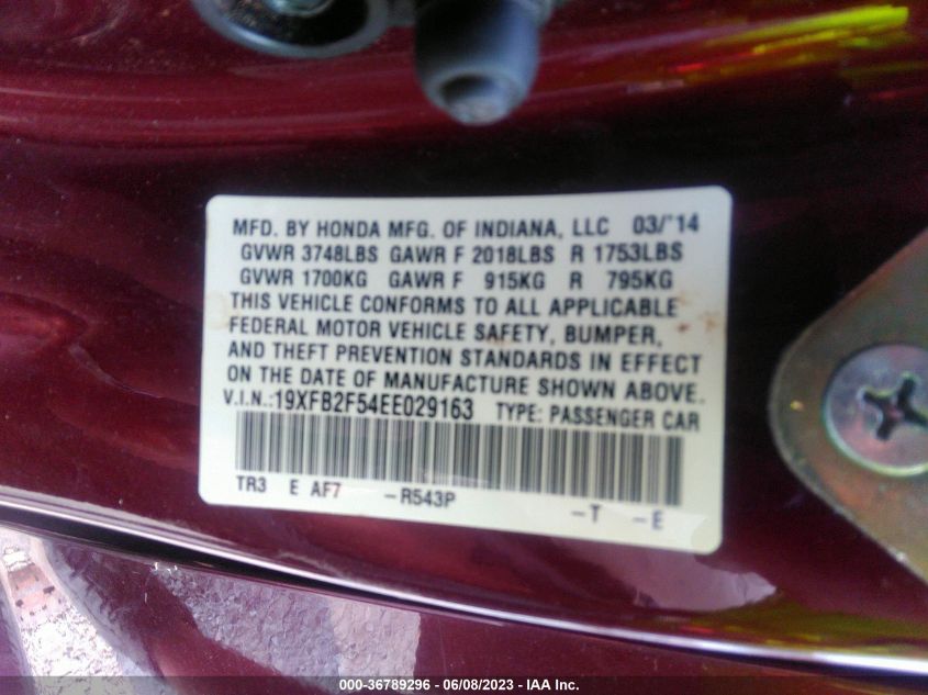 2014 HONDA CIVIC SEDAN LX - 19XFB2F54EE029163