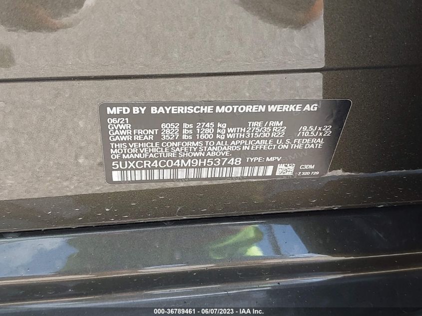 2021 BMW X5 SDRIVE 40I - 5UXCR4C04M9H53748
