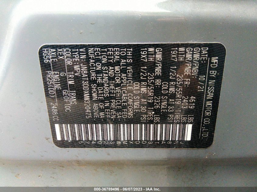 2021 NISSAN ROGUE PLATINUM - JN8AT3DDXMW320475