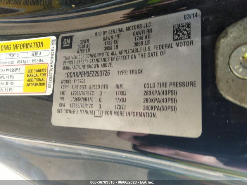 2014 CHEVROLET SILVERADO 1500 WORK TRUCK - 1GCNKPEH3EZ293726