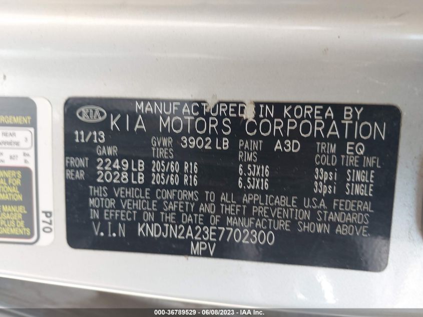2014 KIA SOUL BASE - KNDJN2A23E7702300