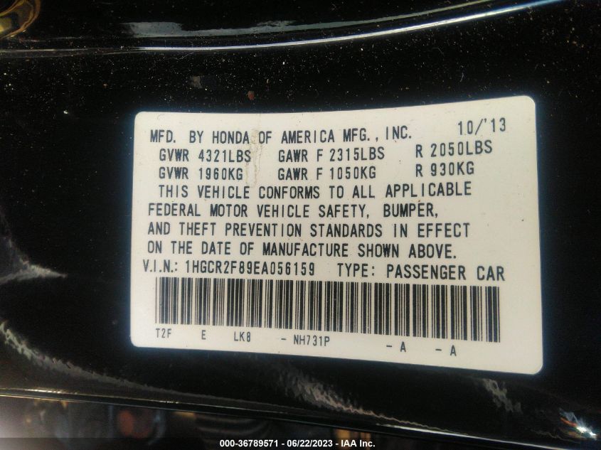 2014 HONDA ACCORD SEDAN EX-L - 1HGCR2F89EA056159