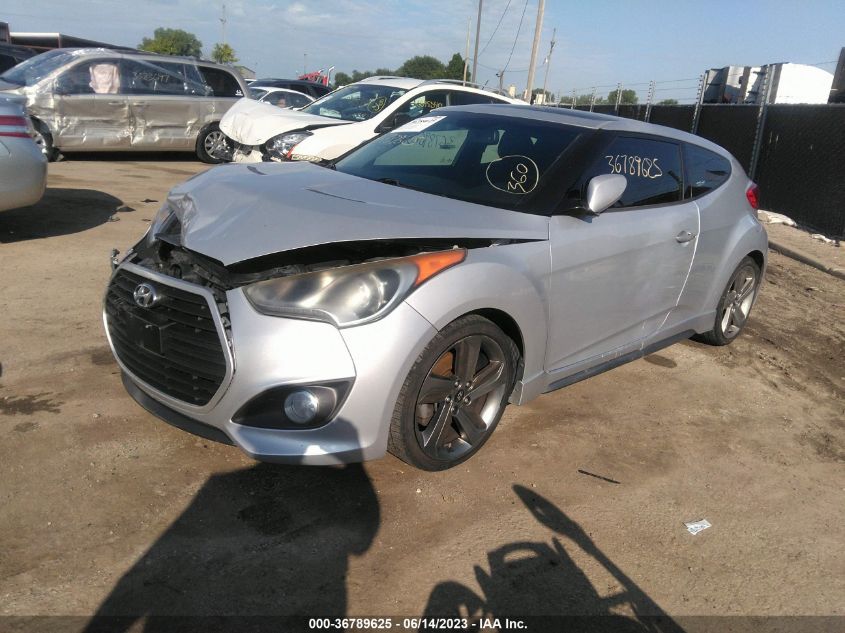 2013 HYUNDAI VELOSTER TURBO W/BLUE INT - KMHTC6AE3DU150907
