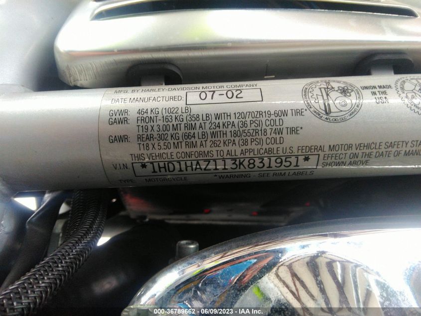 2003 HARLEY-DAVIDSON VRSCA - 1HD1HAZ113K831951
