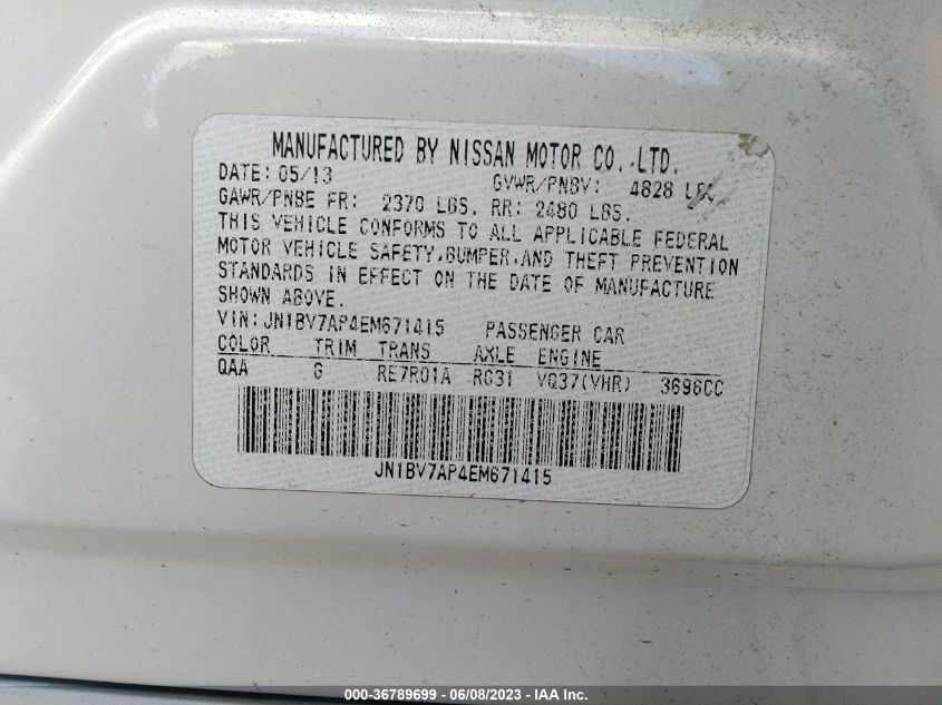 2015 INFINITI Q50 - JN1BV7AP4FM671415