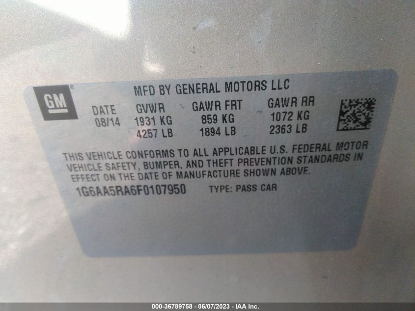 2015 CADILLAC ATS - 1G6AASRA6F0107950