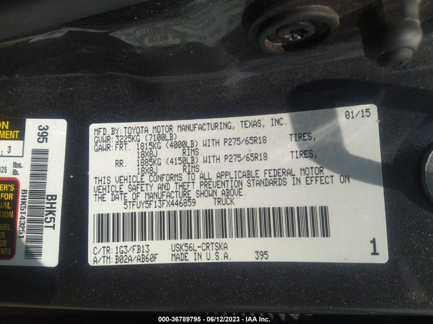 2015 TOYOTA TUNDRA 4WD TRUCK TRD PRO - 5TFUY5F13FX446859
