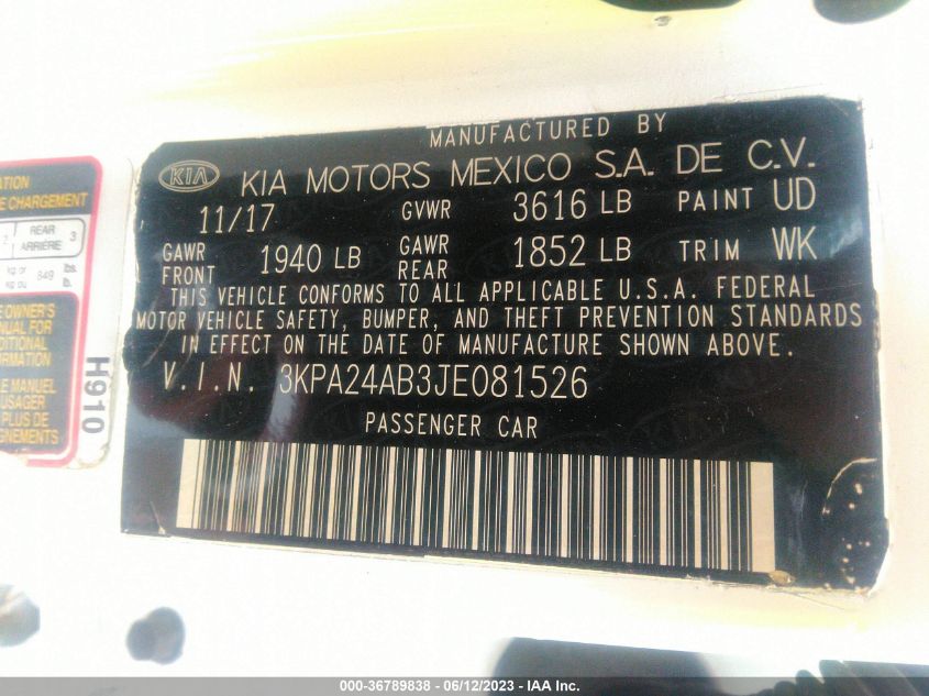 2018 KIA RIO LX - 3KPA24AB3JE081526