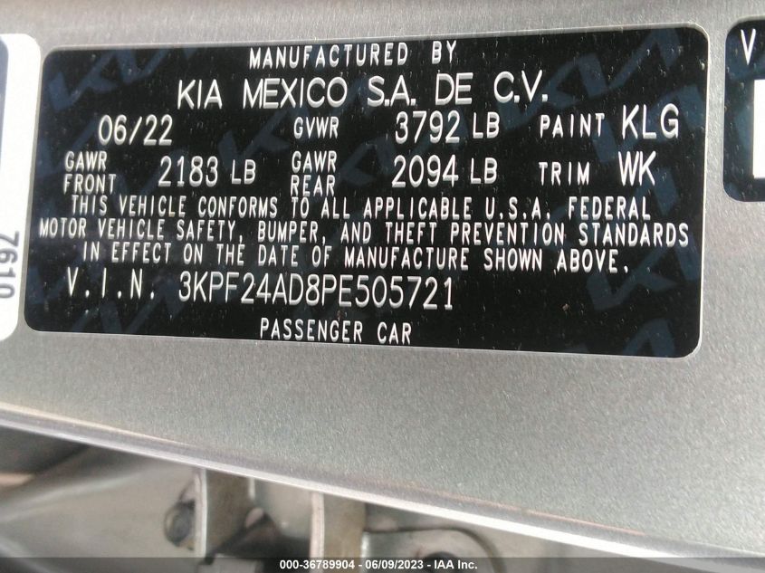 2023 KIA FORTE LXS - 3KPF24AD8PE505721