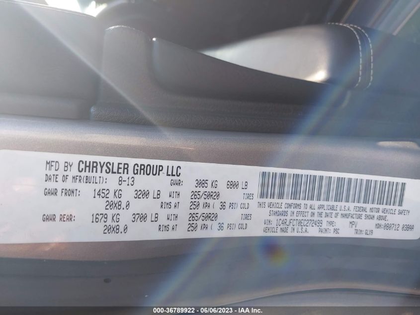 2014 JEEP GRAND CHEROKEE OVERLAND - 1C4RJFCT0EC272499