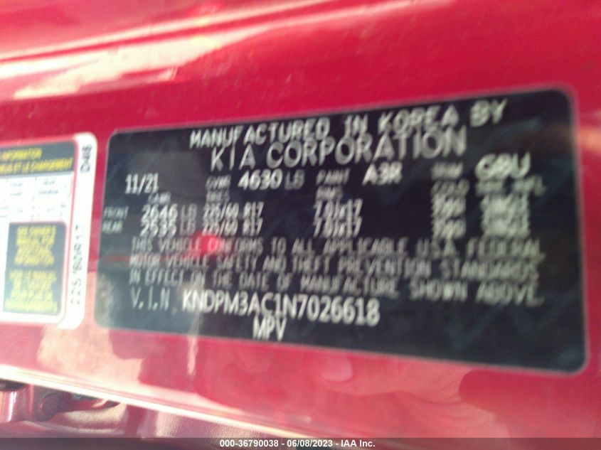 2022 KIA SPORTAGE LX - KNDPM3AC1N7026618