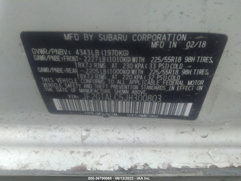 2018 SUBARU CROSSTREK LIMITED - JF2GTALC5JH300803