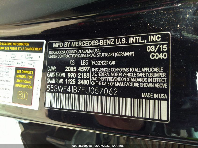 2015 MERCEDES-BENZ C-CLASS C 300 - 55SWF4JB7FU057062