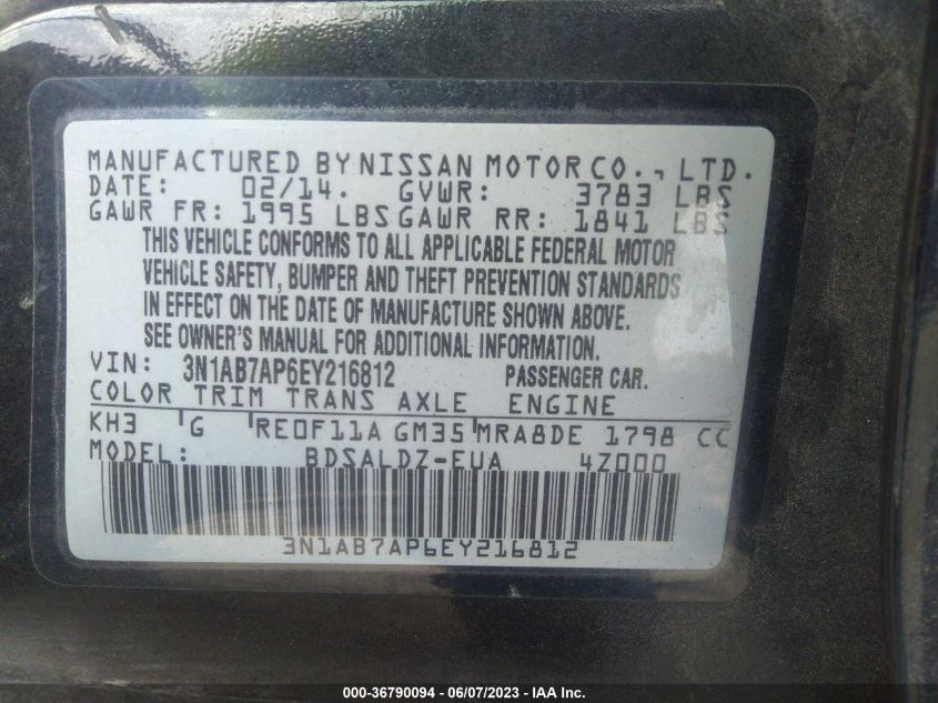 2014 NISSAN SENTRA SV - 3N1AB7AP6EY216812