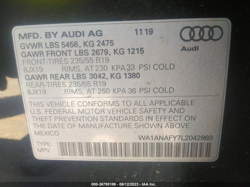 2020 AUDI Q5 PREMIUM/TITANIUM PREMIUM - WA1ANAFY7L2042869