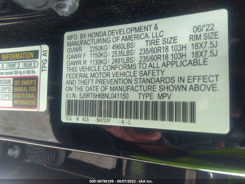 2022 HONDA CR-V HYBRID EX-L - 5J6RT6H88NL041150