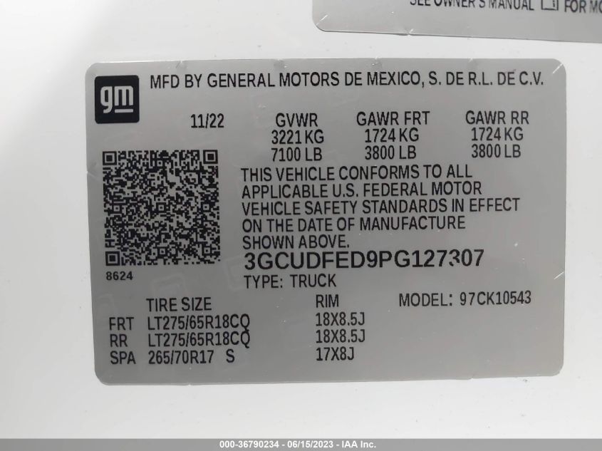 2023 CHEVROLET SILVERADO 1500 LT TRAIL BOSS - 3GCUDFED9PG127307