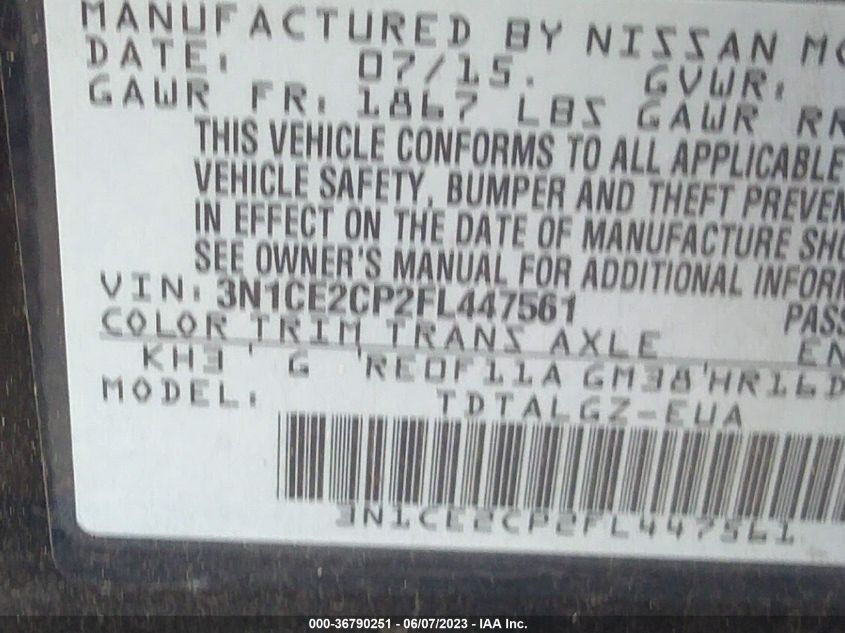 2015 NISSAN VERSA NOTE SR - 3N1CE2CP2FL447561