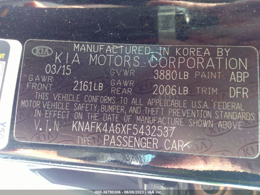 2015 KIA FORTE LX - KNAFK4A6XF5432537