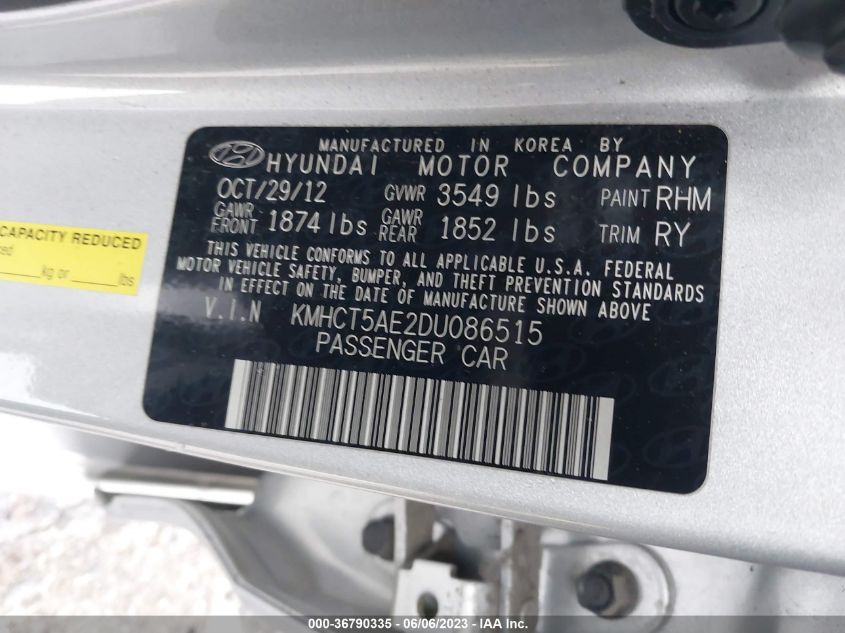 2013 HYUNDAI ACCENT GS - KMHCT5AE2DU086515