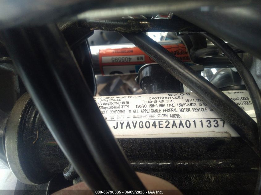 2010 YAMAHA XV250 JYAVG04E2AA011337
