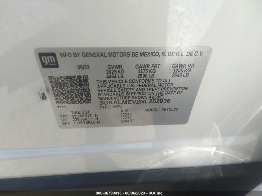 2022 GMC TERRAIN SLE - 3GKALMEV2NL252936