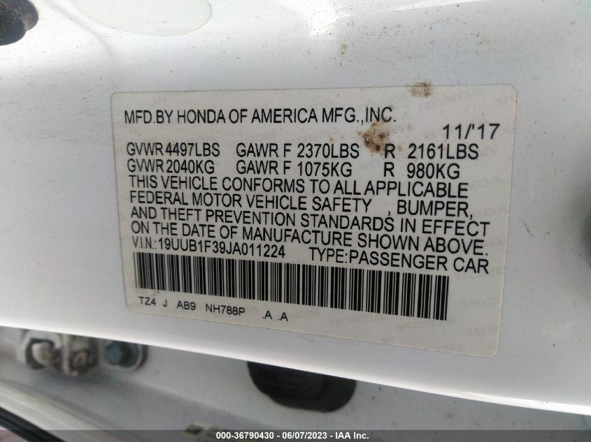 2018 ACURA TLX - 19UUB1F39JA011224
