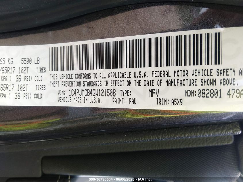 2016 JEEP CHEROKEE LATITUDE - 1C4PJMCB4GW121508