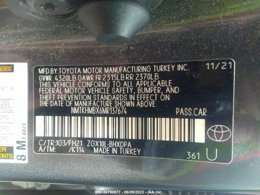 2021 TOYOTA C-HR LE/XLE/LIMITED/NIGHTSHADE - NMTKHMBX6MR137674