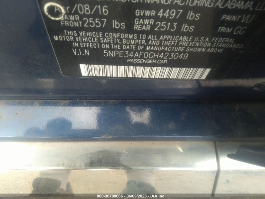 2016 HYUNDAI SONATA 2.4L SPORT - 5NPE34AF0GH423049