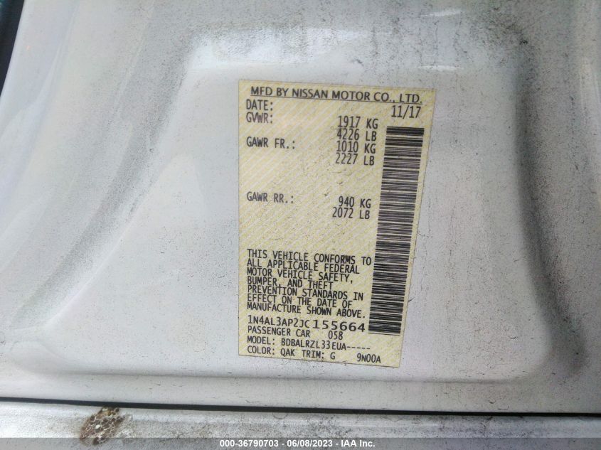 2018 NISSAN ALTIMA 2.5 SL - 1N4AL3AP2JC155664